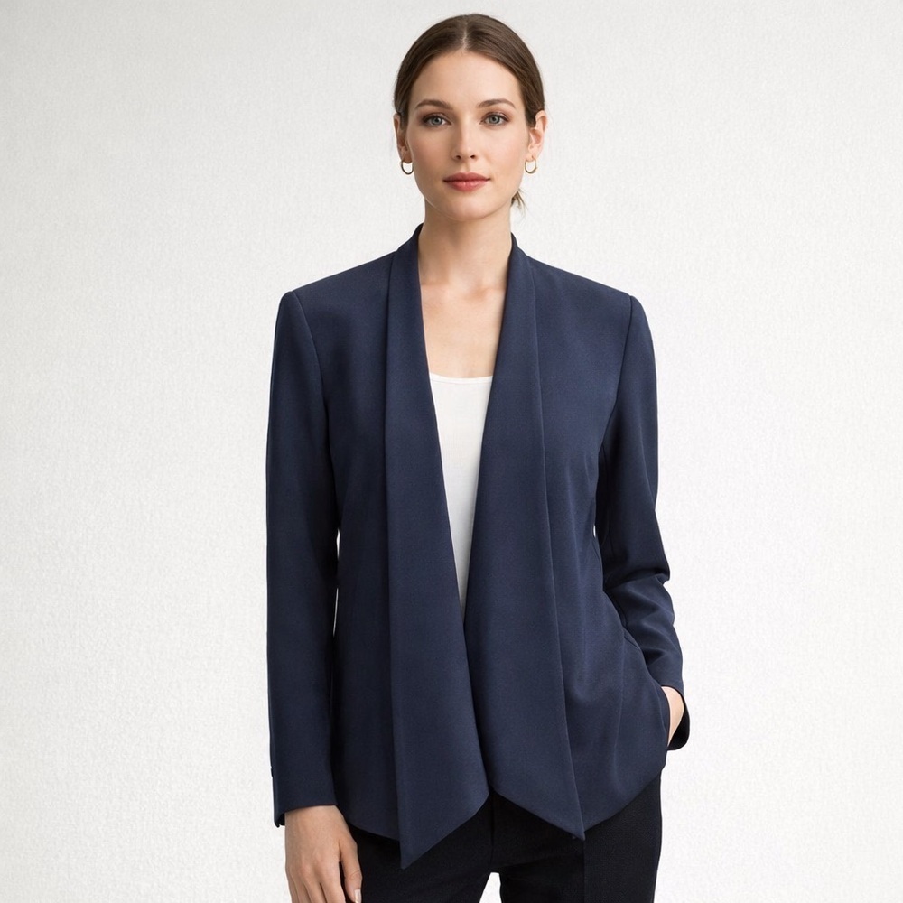 The Fold Le Marais Wrap Jacket Navy Blazer Size 16 NWT Career Luxury